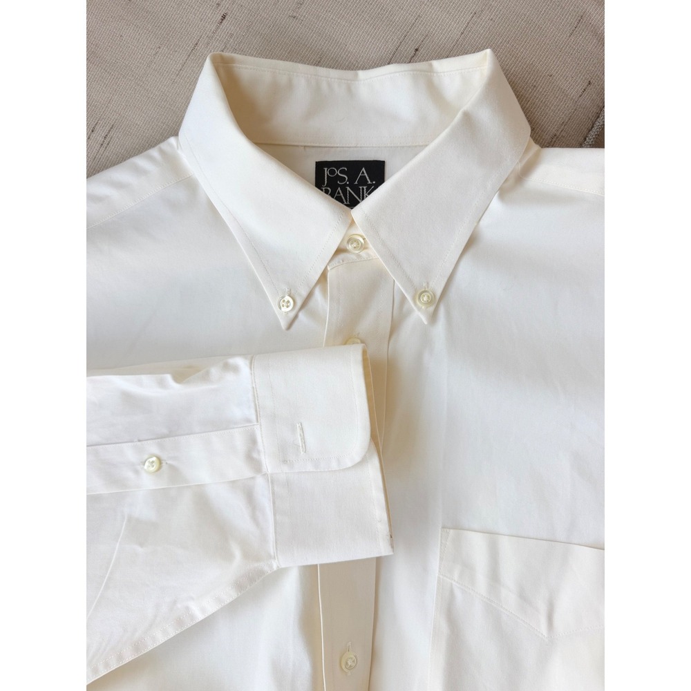Jos A Bank Button‎ Down Shirt Traveler Collection Mens 16.5 35 Cream